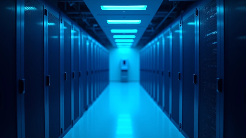 Hospital IT infrastructure with servers and networking equipment in a secure medical data center